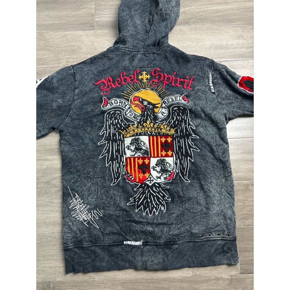 Vintage Y2K Rebel Spirit Jacket Born To Be A Rebel Grunge M Acid Wash Distressed
